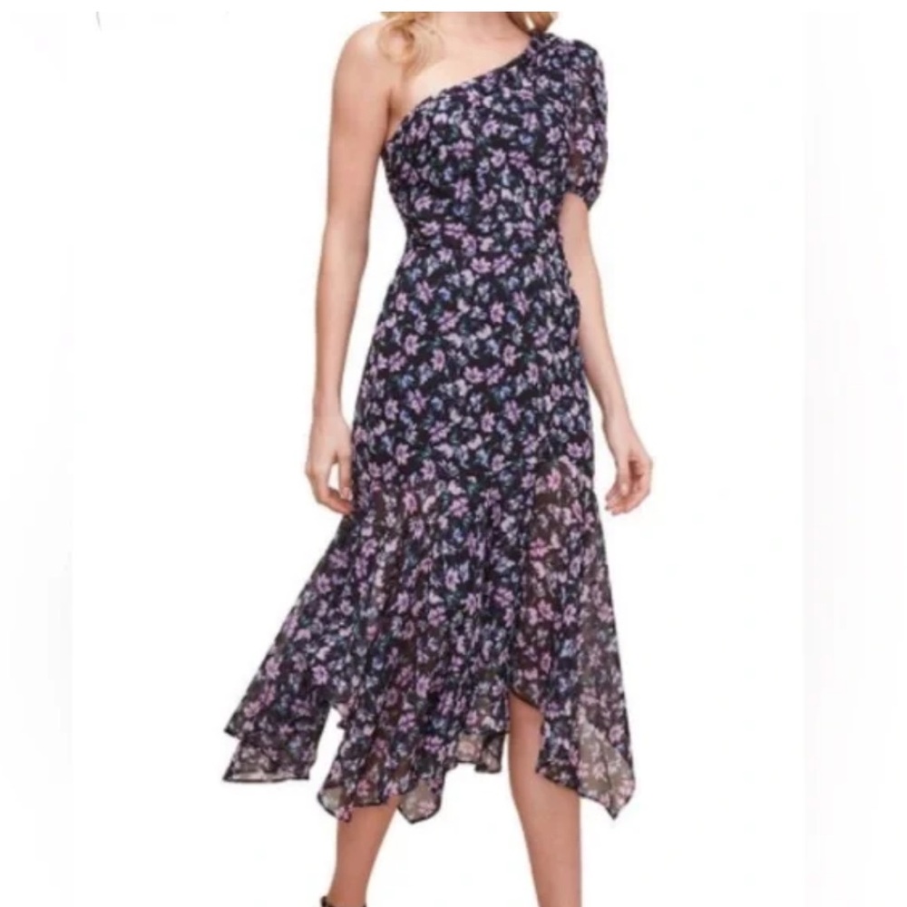 NWT Astr the label Floral One-Shoulder Dress black purple floral size M